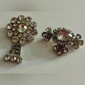 GORGEOUS vintage rhinestone brooch set massing color ad quality